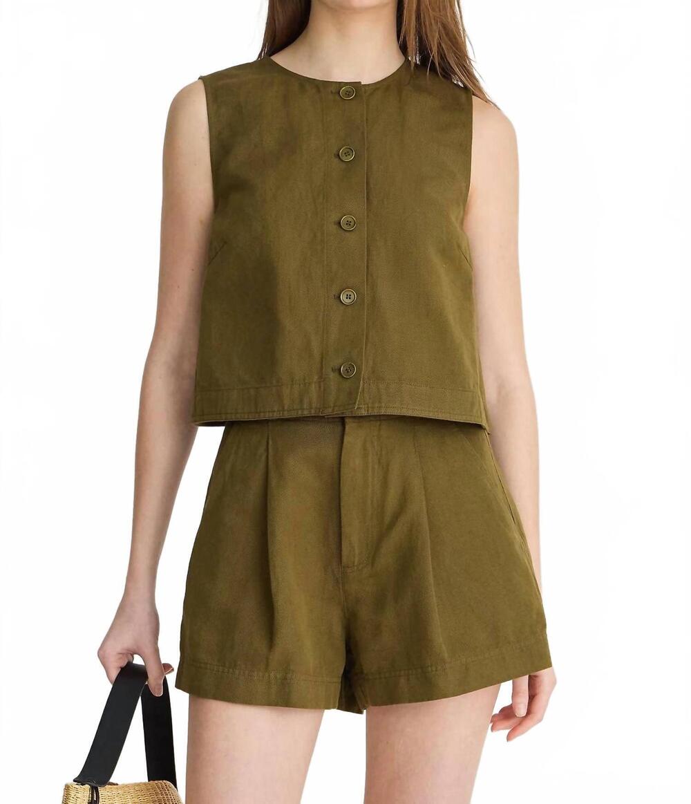 NEW APIECE APART godet tank top in dark olive